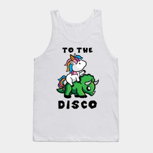 'To The Disco Unicorn' Cool Unicorn Riding Triceratops Tank Top